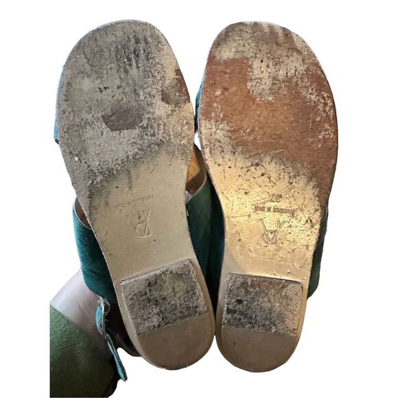 Paul Andrew Green Suede Rattan Sandals - Picture 5 of 11